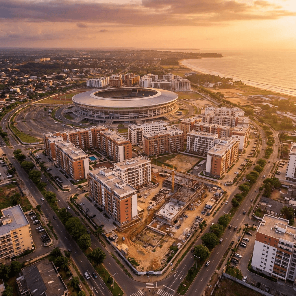 Angondjé : du stade à l'éco-quartier — l'immobilier en mutation de Libreville